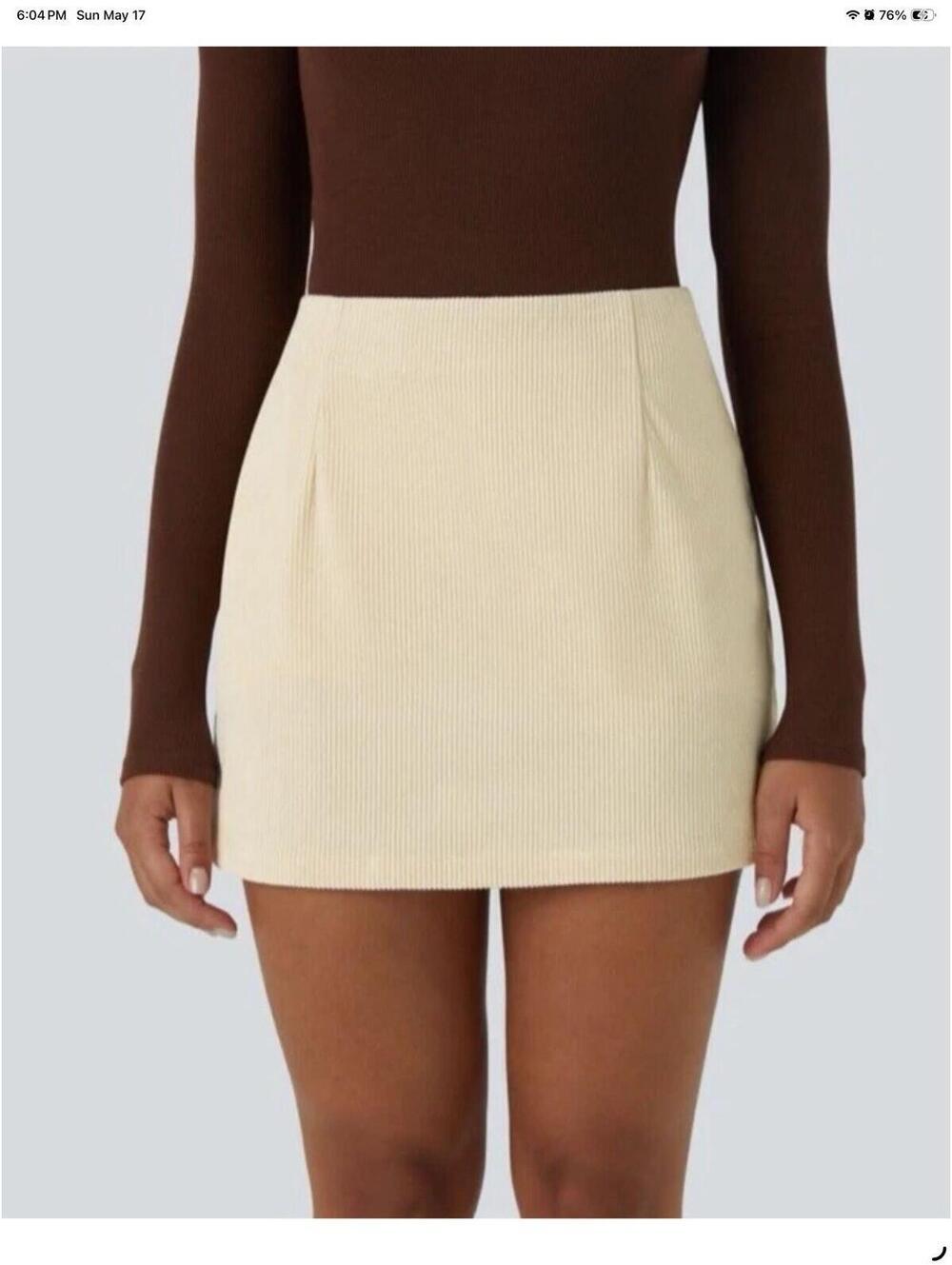 NWOT Halara High Waisted 2 -in-1 A-Line Mini Corduroy Casual Skirt Skort Sz M - Picture 6 of 6